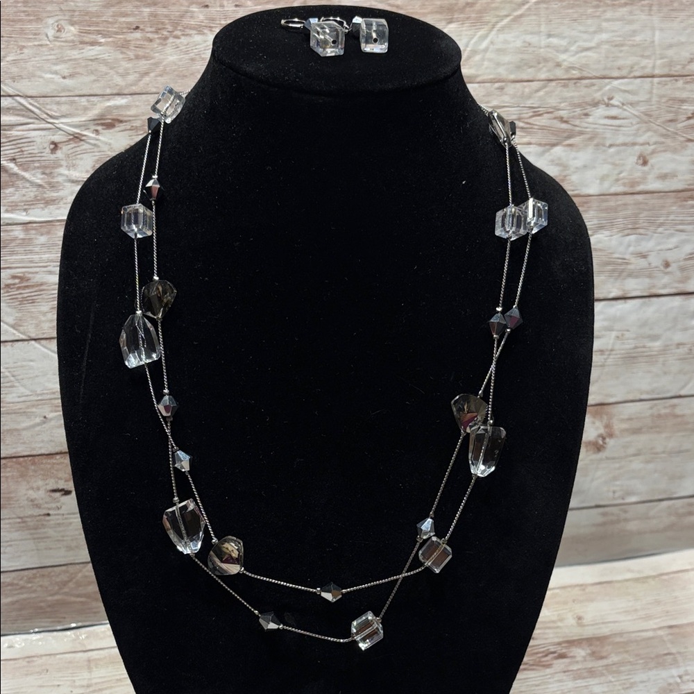 Premier Designs Silver and Clear Crystal Necklace